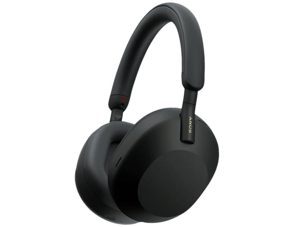 Black over-ear headphones on a white background
