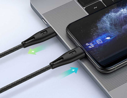 كابل RAVPower RP-CB1003 بطول 0.3 متر من النوع C إلى Lightning مضفر من النايلون - شحن سريع PD