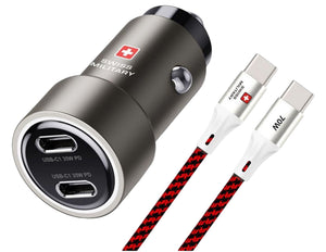 Swiss Military SM-CC-70WPD-2C-CABLE 70W Super-Fast Car Charger with USB-C to USB-C Cable