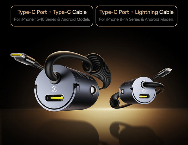 Two charging cables with connectors on a dark background