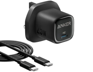 Anker charger with USB cable on a white background