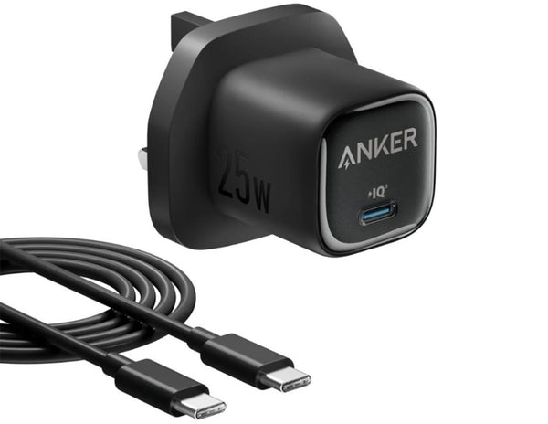 Anker charger with USB cable on a white background