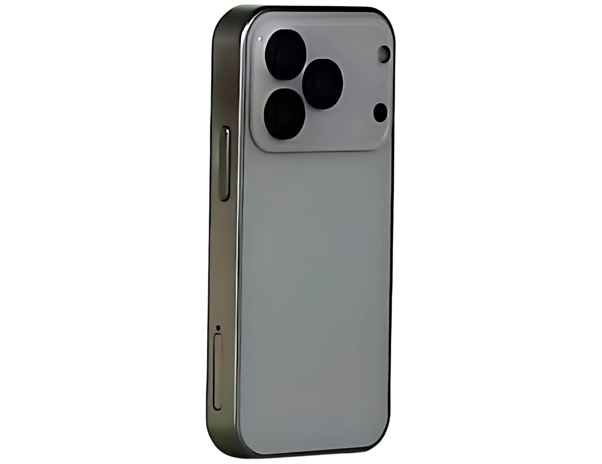 Side view of a smartphone with a camera module on a white background