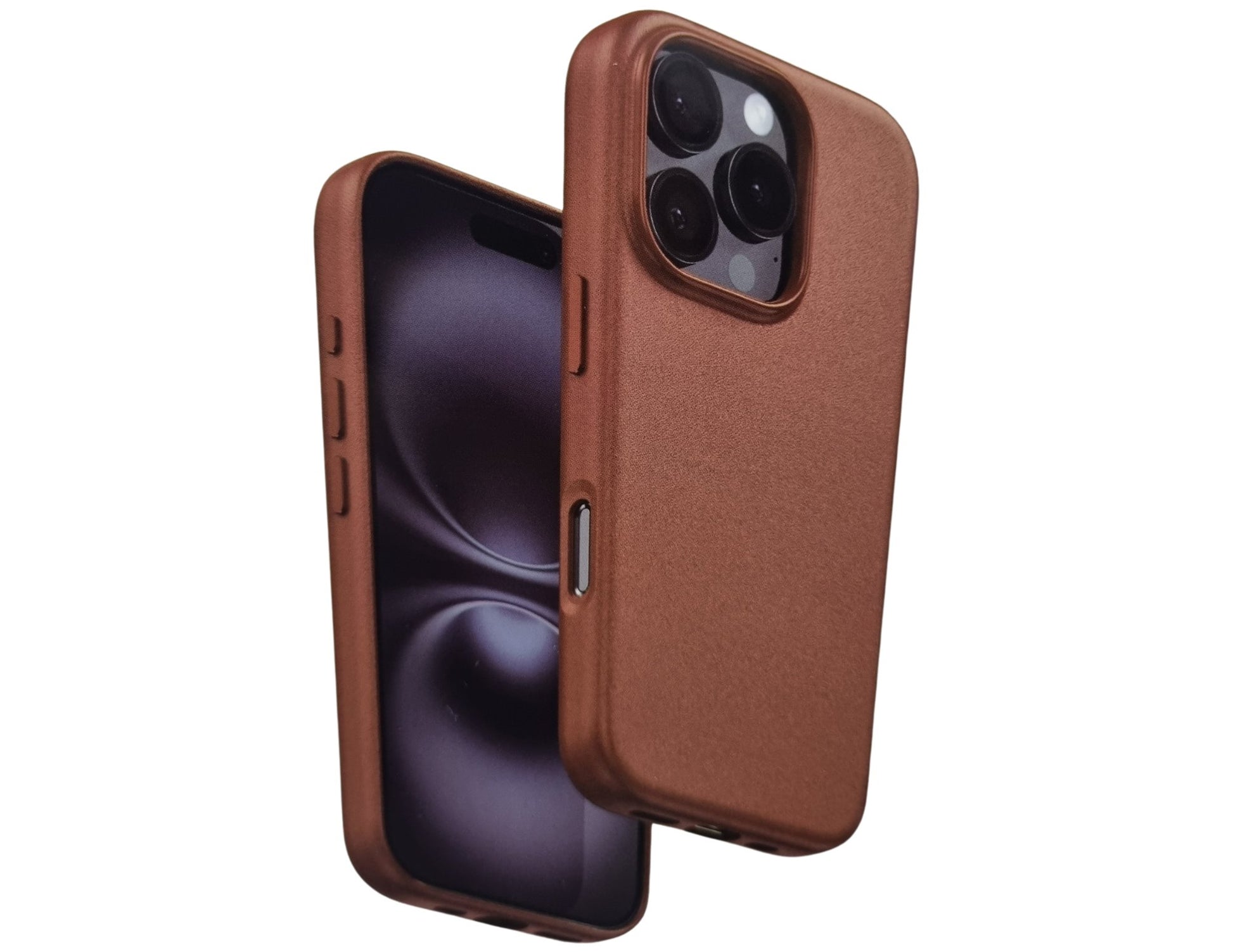 Brown phone case on a white background