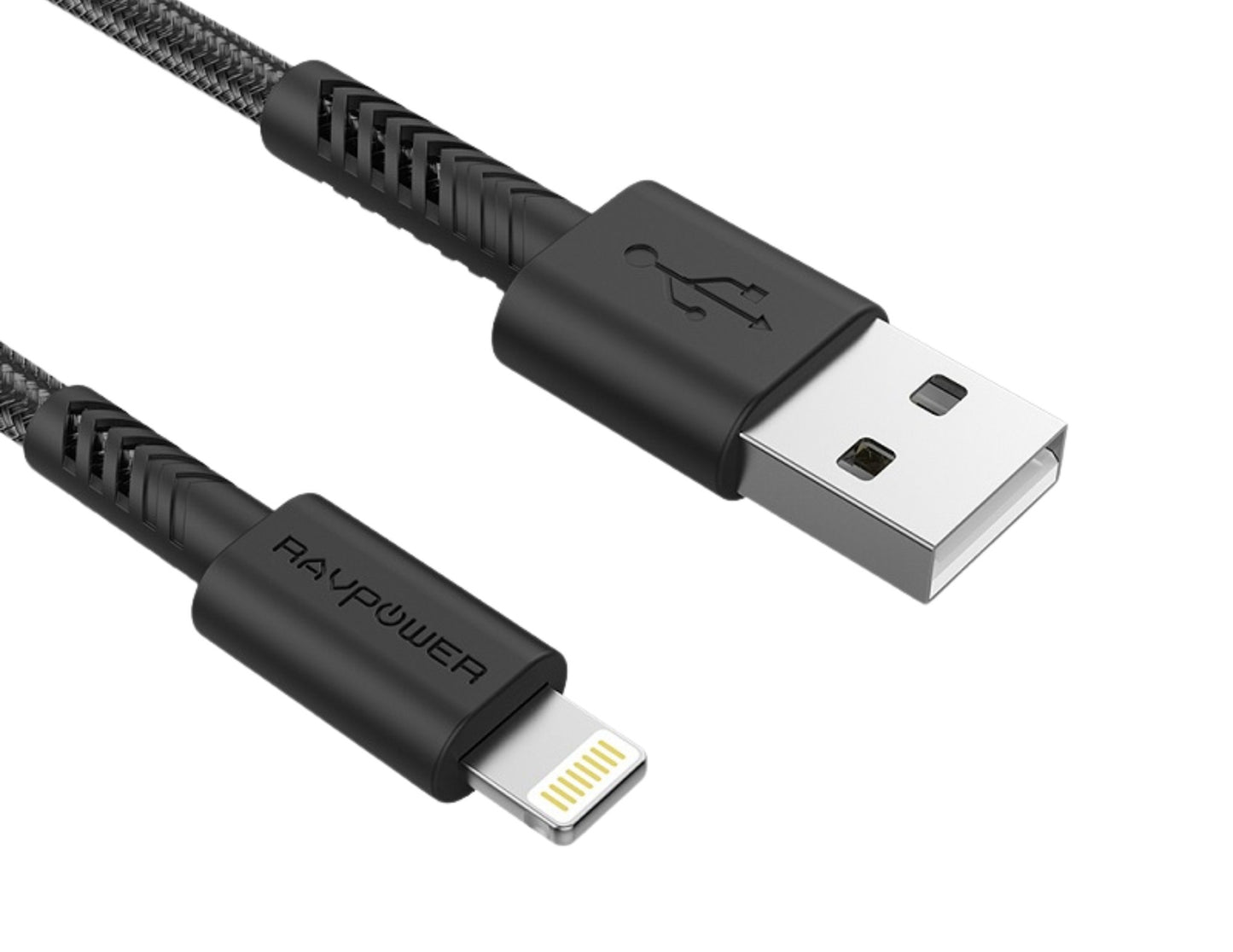 كابل RAVPower RP-CB042 Lightning بطول 2 متر - مضفر بخيوط النايلون، شحن سريع