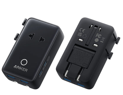 Black Anker Nano 5-in-1 20W Travel Adapter A9215311 with multiple ports on a white background