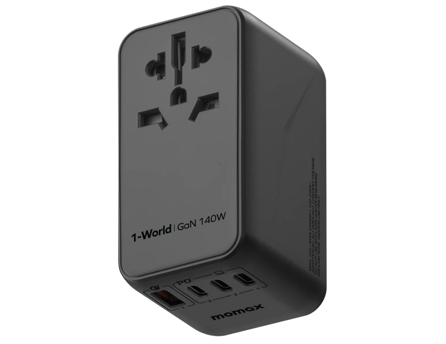 Momax 1-World | Universal 4-Ports Travel Charger (GaN 140W + USB-C Cable)