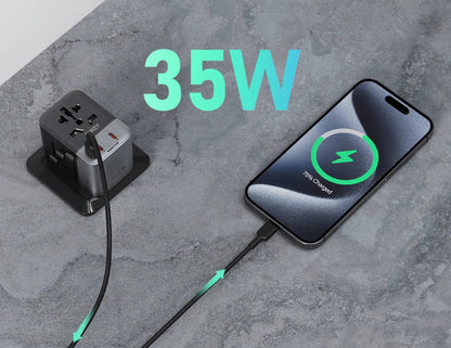 Aukey Travel Mate 35W GaN Universal Adapter with USB Ports PA-TA07A Gray