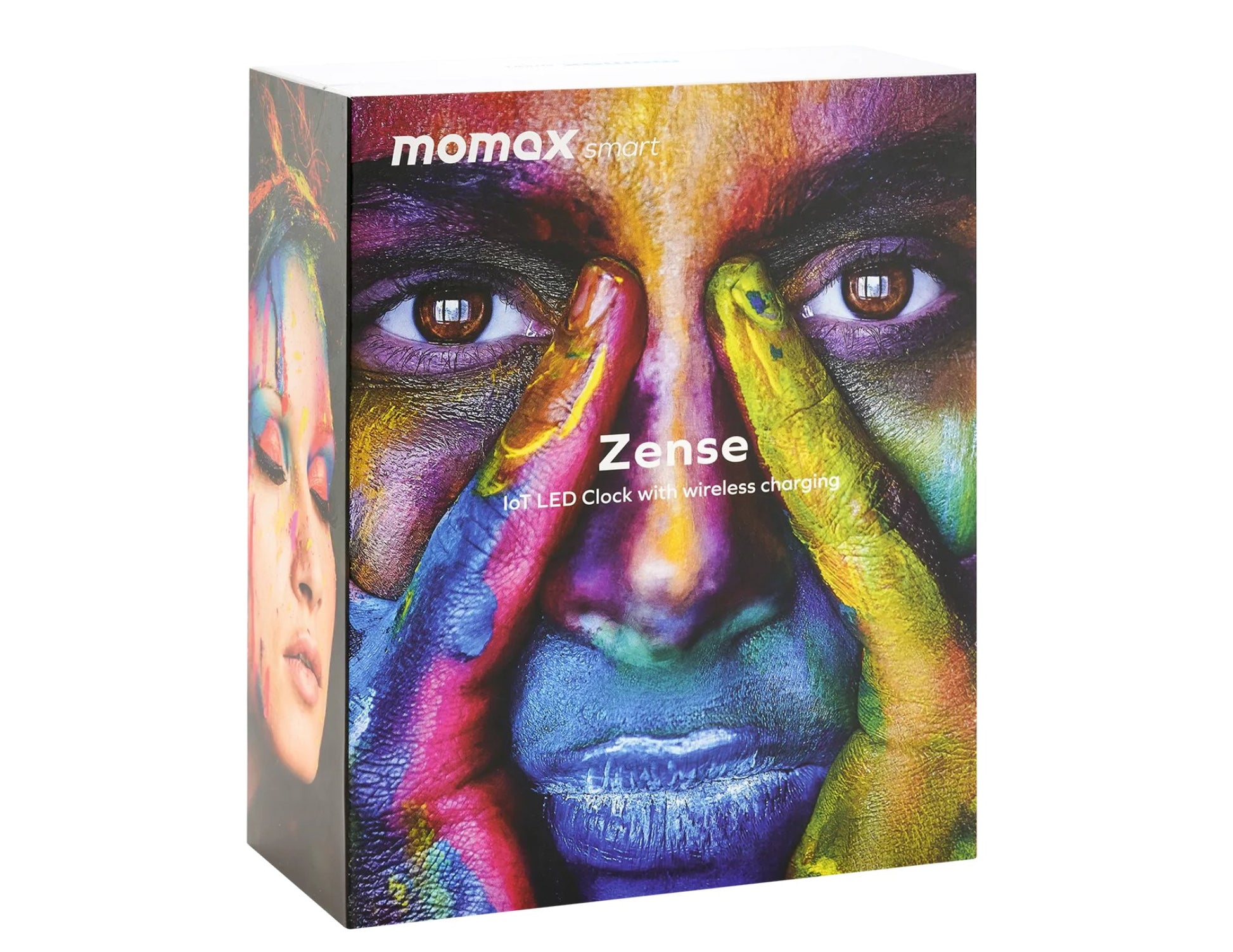 Momax Zense product packaging with colorful design and text.
