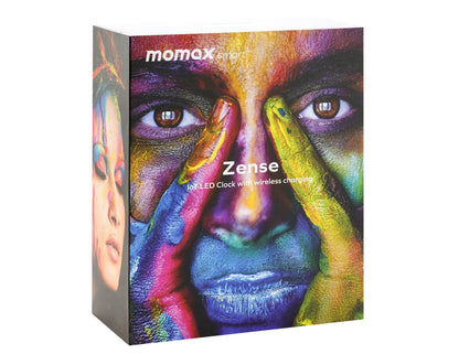 Momax Zense product packaging with colorful design and text.