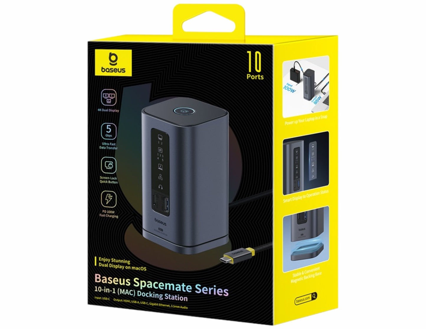 قاعدة إرساء Baseus Spacemate Series 10 في 1 (Mac) B00568102813-00 رمادية اللون