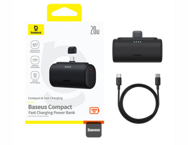 Baseus Compact Fast Charging Power Bank Type-C 5000mAh 20W Cluster Black P10068306113-00