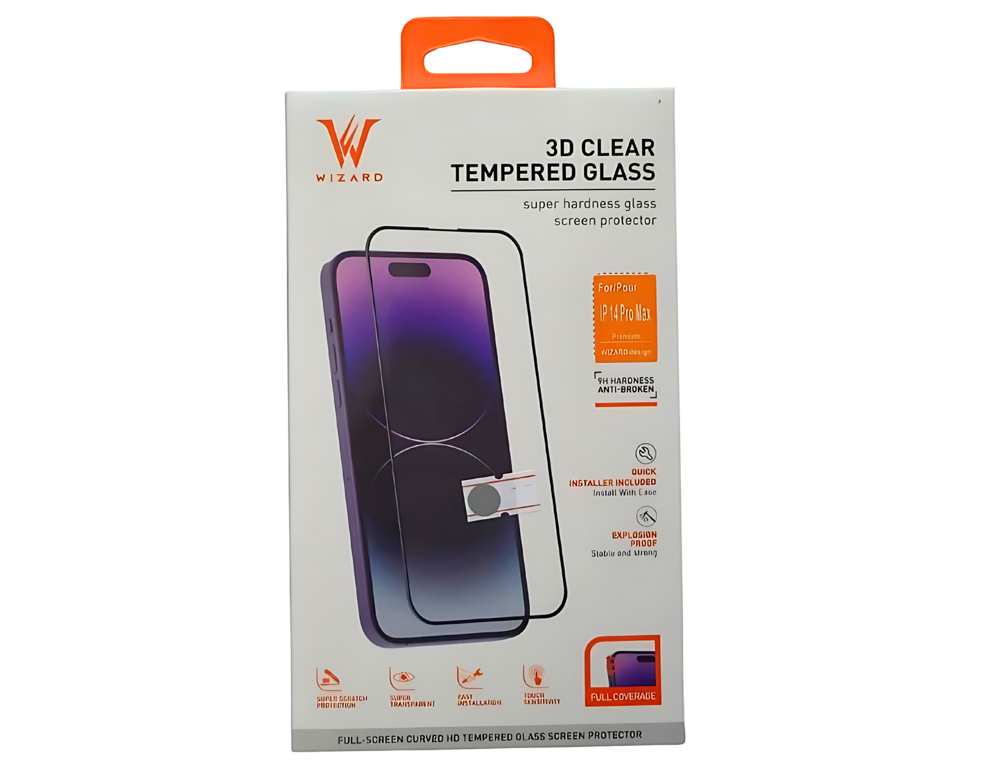 Wizard 3D Clear Tempered Glass for iPhone 14 Pro- Pro Max ,  iPhone 15 Pro- Pro Max