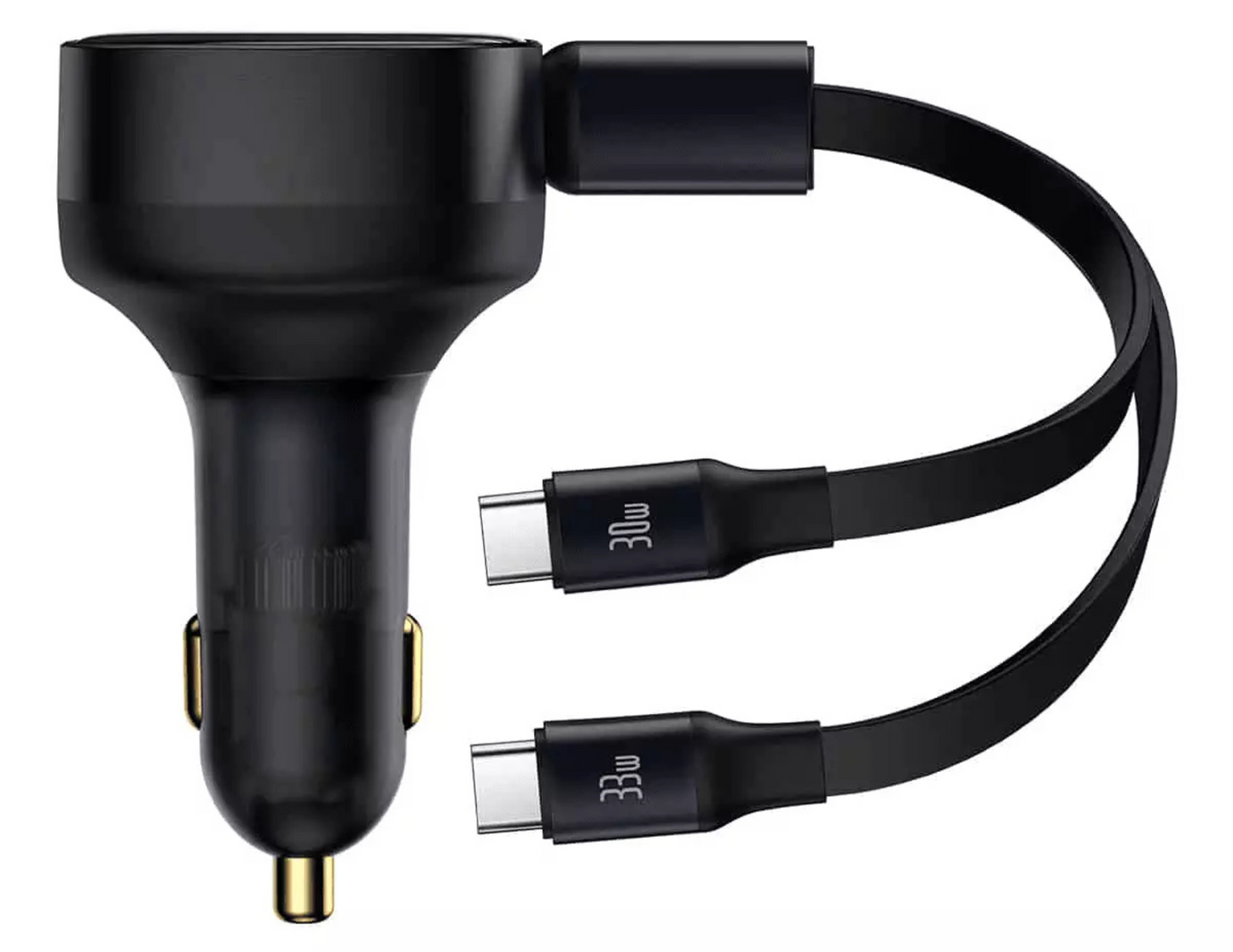 Baseus Enjoyment Retractable 2-in-1 Car Charger C+C 33W – Black