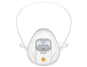 White medical mask with a clear face shield on a white background