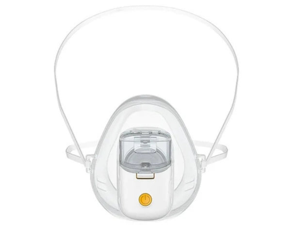 White medical mask with a clear face shield on a white background