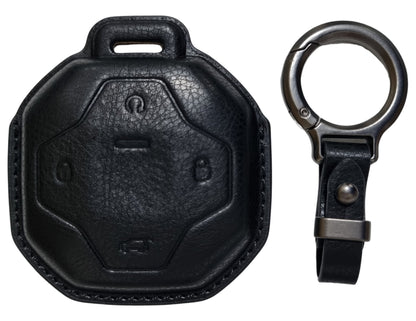 Jetour T2 Car Key Cover – Alcantara / Leather Finish with keychain on a white background