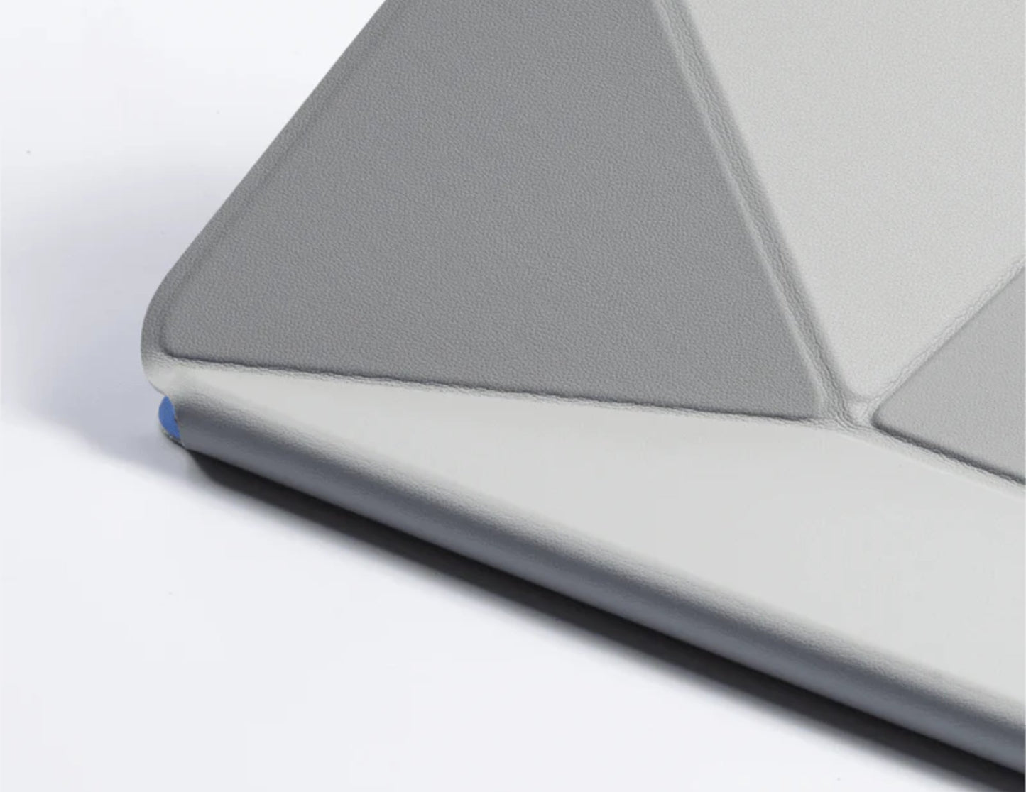 Close-up of a gray Moft Dynamic Folio Case for iPad Pro 12.9 (4–6th Gen) / iPad Air 13 (M2, M3) on a white background