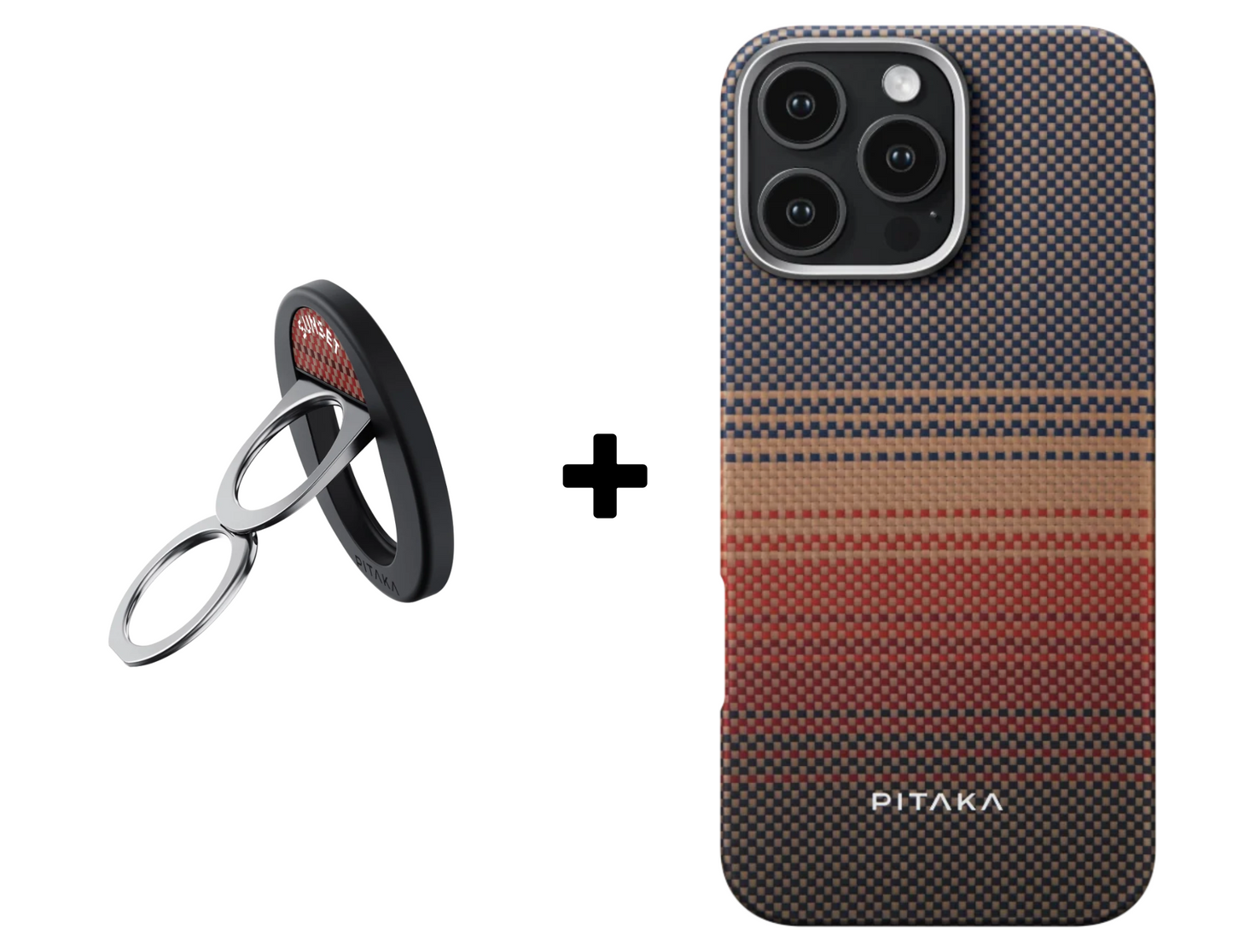 Pitaka Tactile Woven Case & Grip 3 Ring Holder for iPhone 16 Pro Max