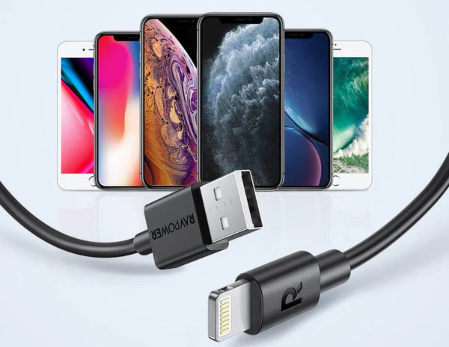 كابل RAVPower RP-CB030 Lightning بطول متر واحد - كابل USB للشحن والمزامنة السريع