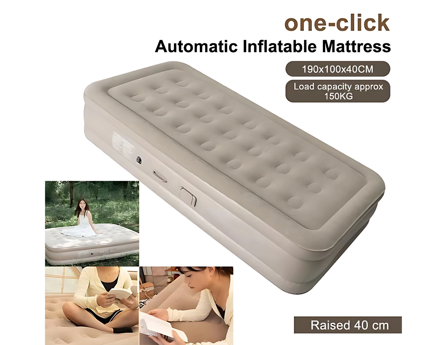 Single Automatic Inflatable Bed | Built-in Pump & Fast Inflation