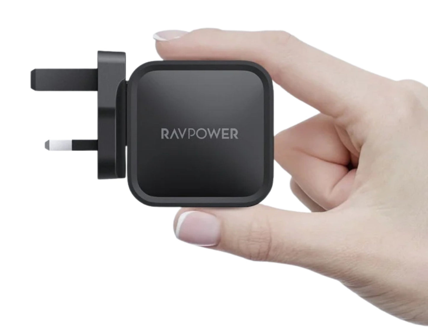 شاحن حائط RAVPower PD Pioneer 61W GaN - RP-PC112 أسود، قابس المملكة المتحدة