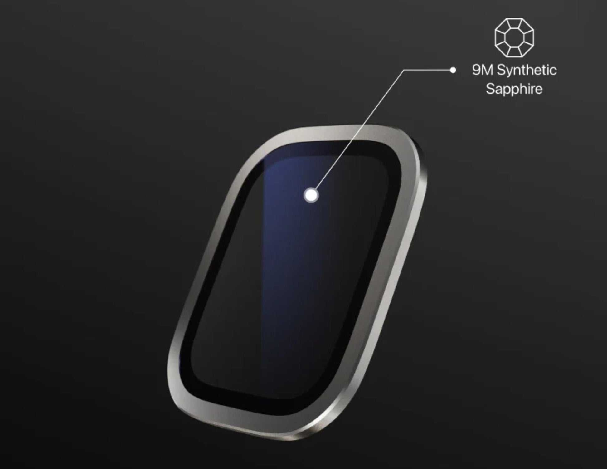 Smartphone with a 9M synthetic sapphire screen protector on a black background