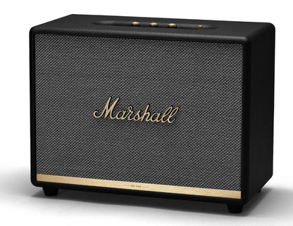Marshall speaker with gold logo on a white background