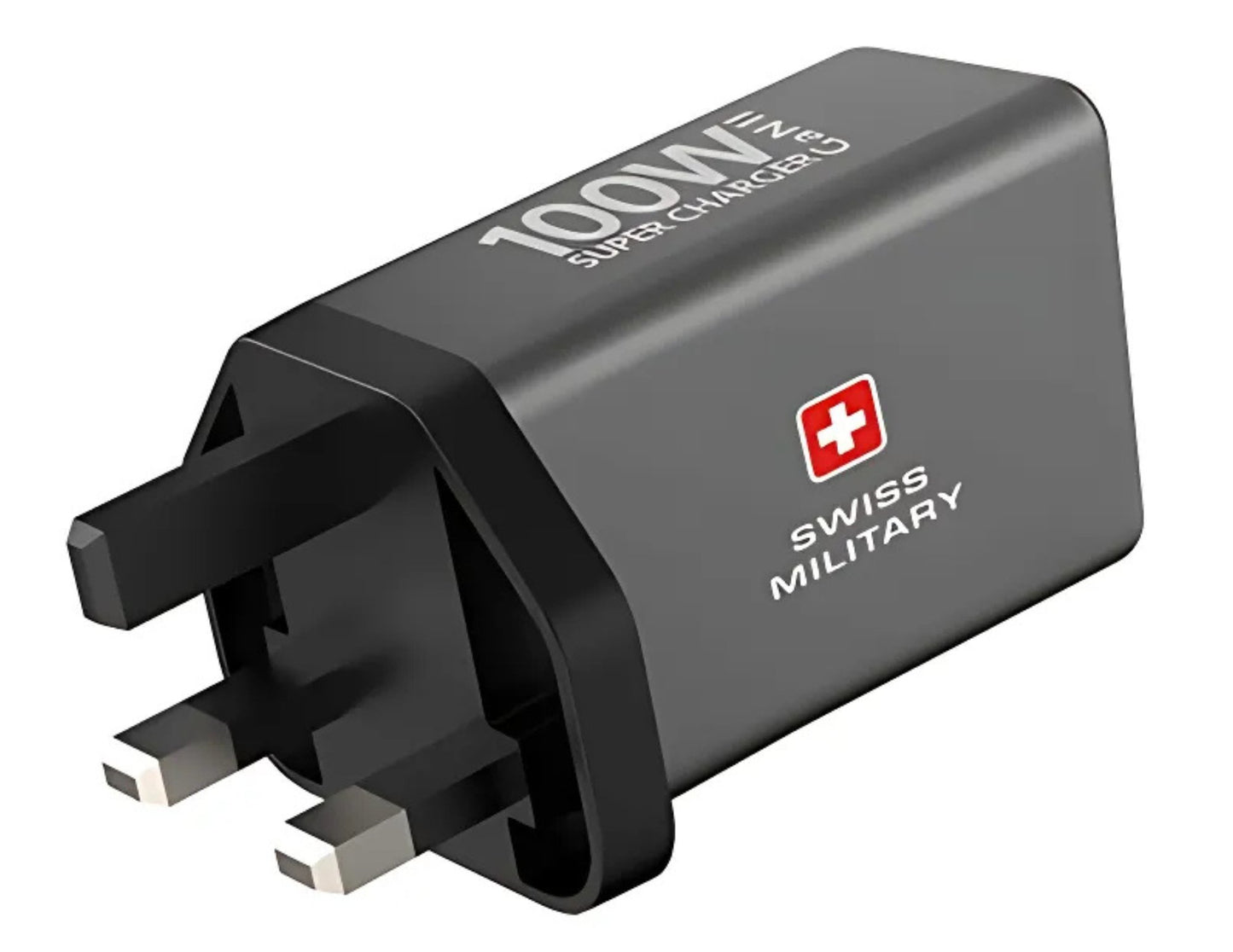 Swiss Military 100W GaN II Super Charger Dual USB-C – SM-PH-GaN II-2C-GRY with Swiss Military logo on a white background