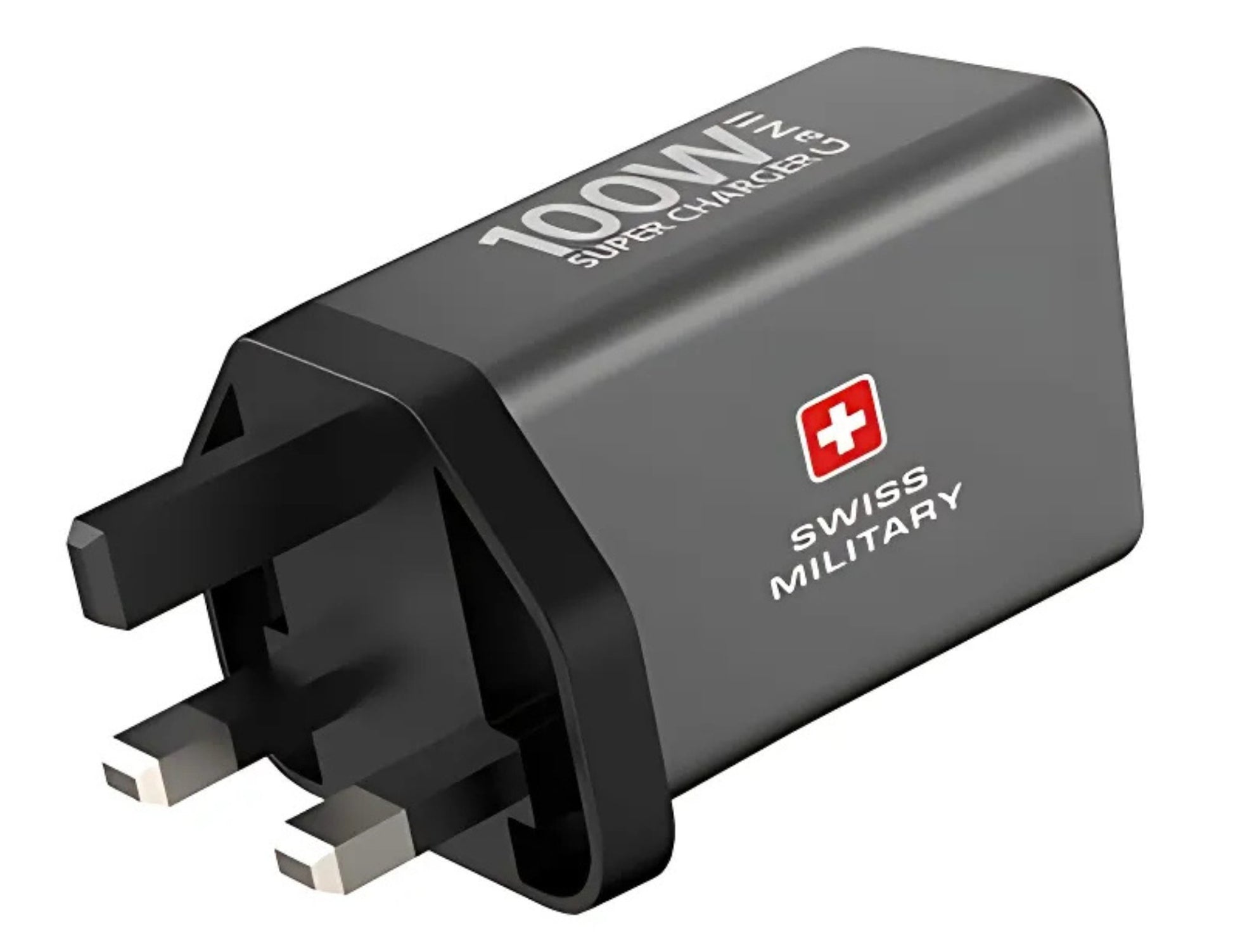 Swiss Military 100W GaN II Super Charger Dual USB-C – SM-PH-GaN II-2C-GRY with Swiss Military logo on a white background