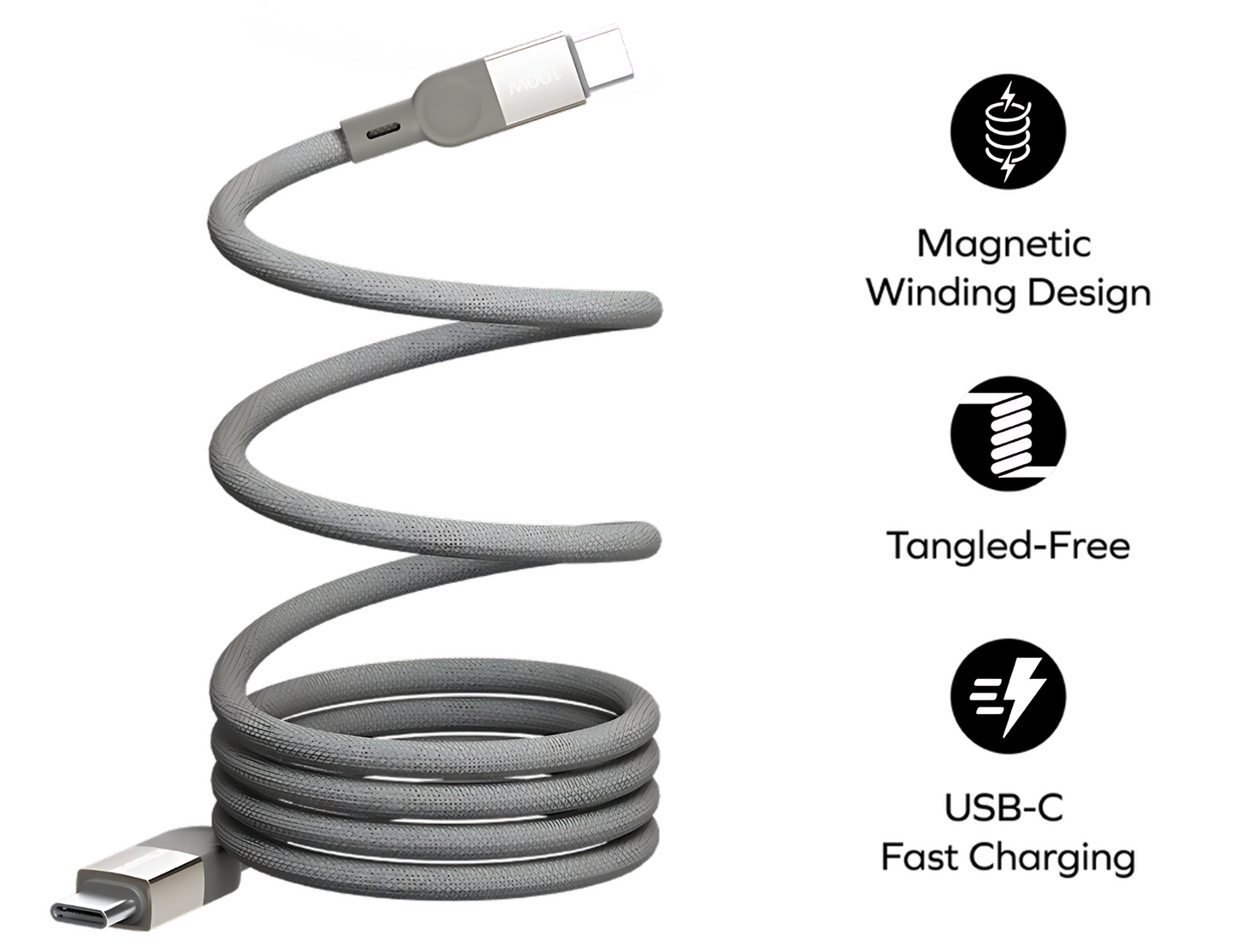 موماكس ماج لينك كابل مغناطيسي USB-C إلى USB-C 100 واط (يصل إلى 2 متر)