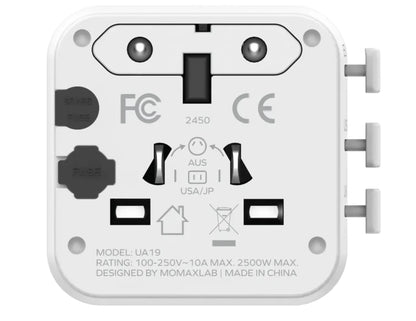 Momax 1-World Universal Travel Charger with Dual AC Outlets – UA19D / UA19W
