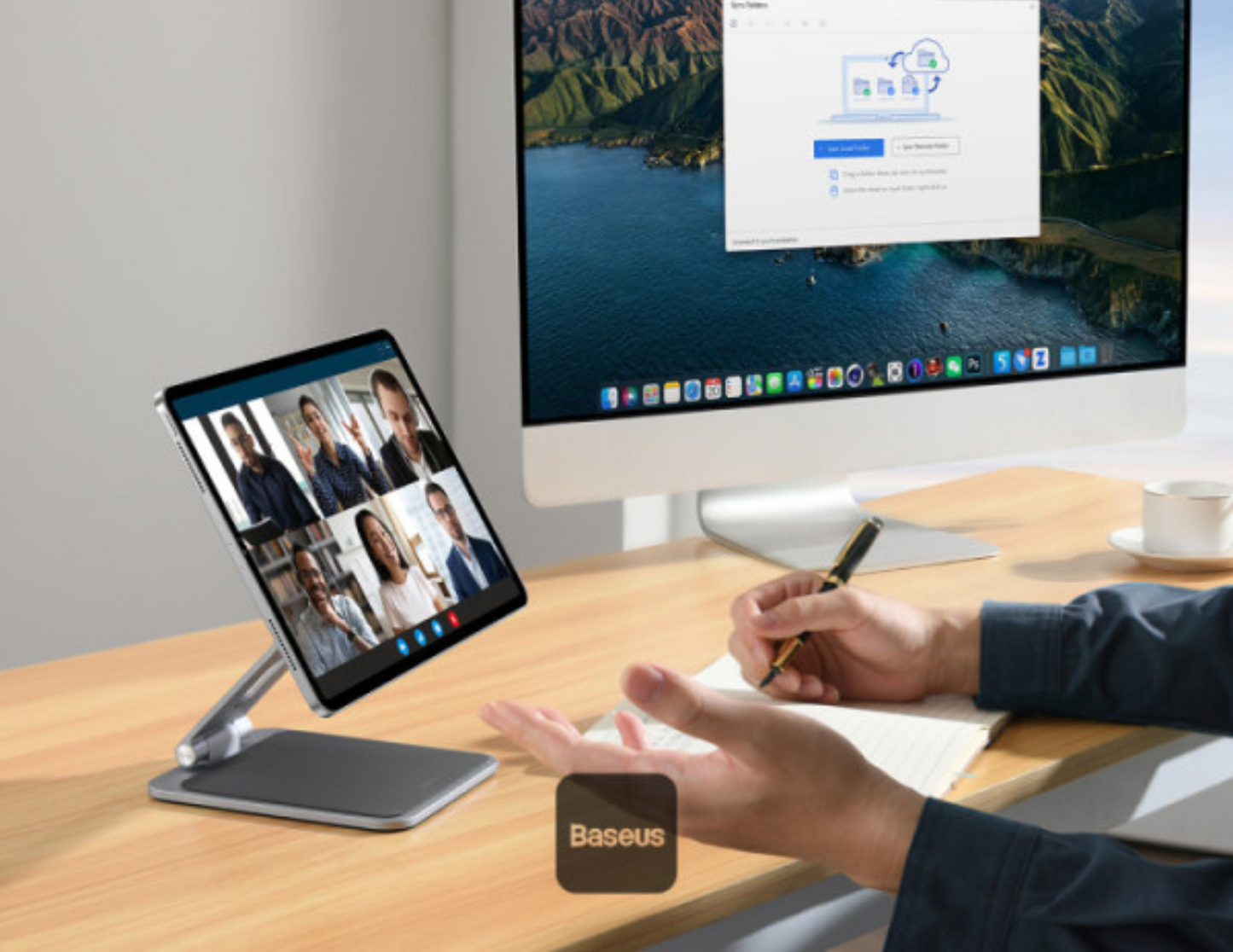 حامل مغناطيسي للكمبيوتر اللوحي من سلسلة Baseus MagStable لجهاز iPad مقاس 12.9 بوصة - قابل للدوران 360 درجة وقابل للطي
