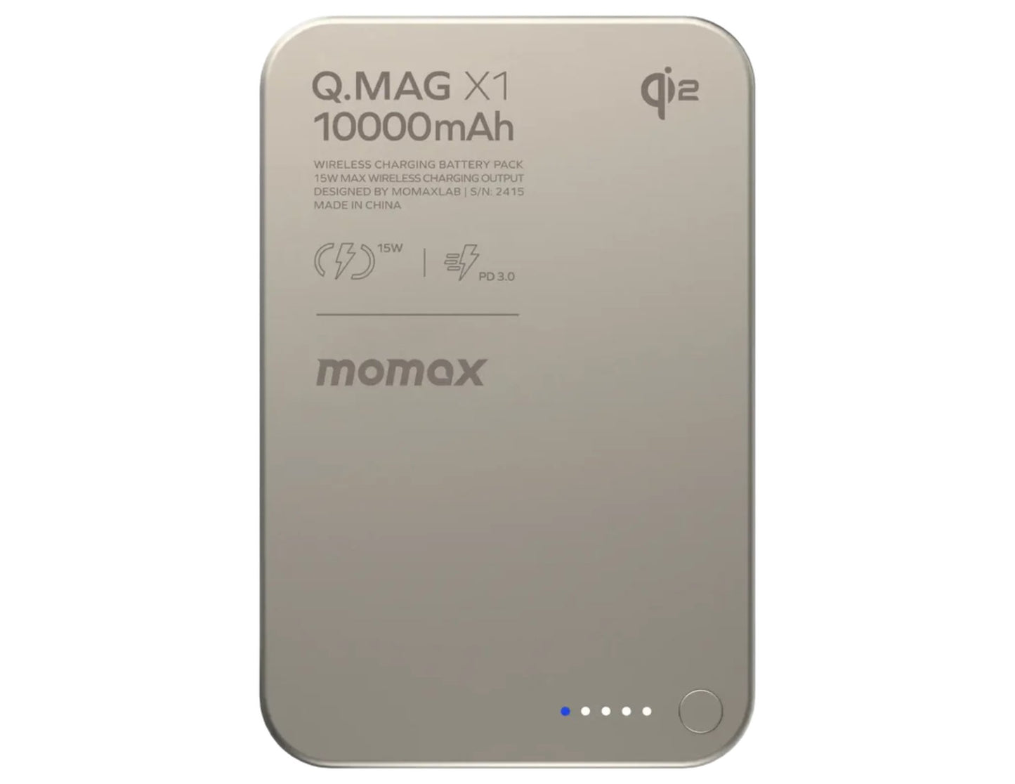 Momax Q.MAG X1 power bank with 10000mAh capacity on a white background