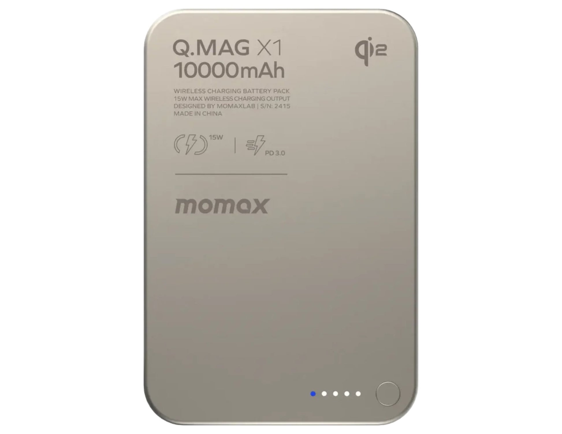 Momax Q.MAG X1 power bank with 10000mAh capacity on a white background
