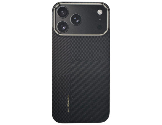 Benks ArmorAir Montage Kevlar® Phone Case for iPhone 17 Series – Black with a textured pattern on a white background