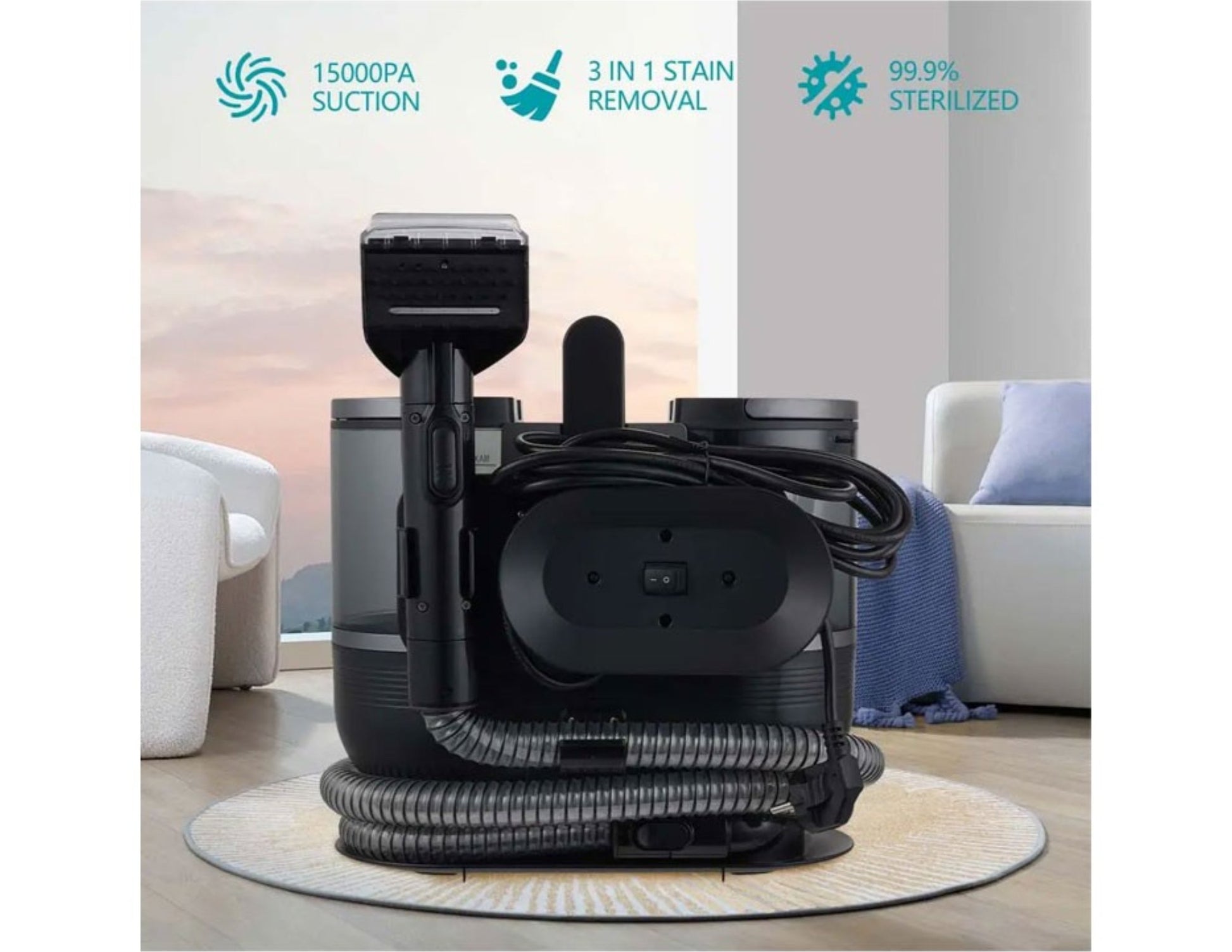 Winning Star High Steam Spot Cleaner ST-4606 with features highlighted on a blurred indoor background