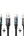 Set of five USB cables with digital displays on a white background