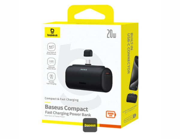 Baseus Compact Fast Charging Power Bank Type-C 5000mAh 20W Cluster Black P10068306113-00