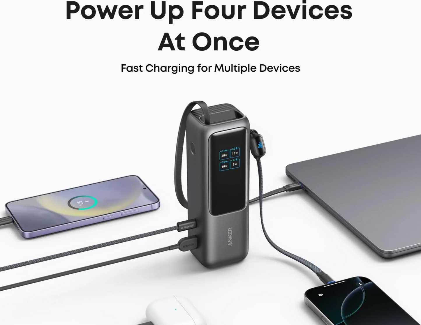 Anker Zolo Power Bank (25K, 165W, Built-In and Retractable Cables) A1695H11