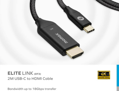 موماكس إليت لينك، كابل USB-C إلى HDMI مجدول (2 متر)