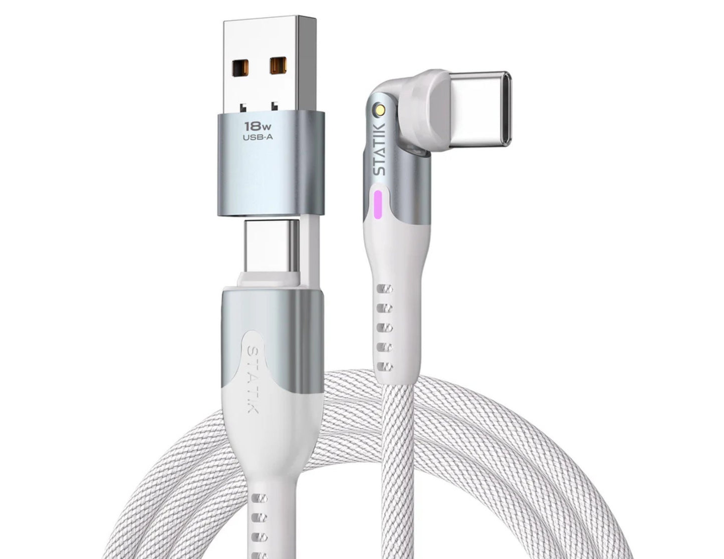 كابل Statik PowerPivot™ Pro USB-C إلى USB-C مع محول USB-A - 2 متر (PUP-0455-6FT-CC)