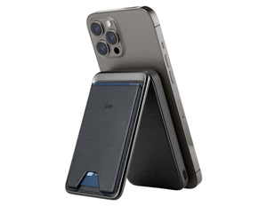 ESR HaloLock Power Bank Wallet 5000mAh with Stand – Black on a white background