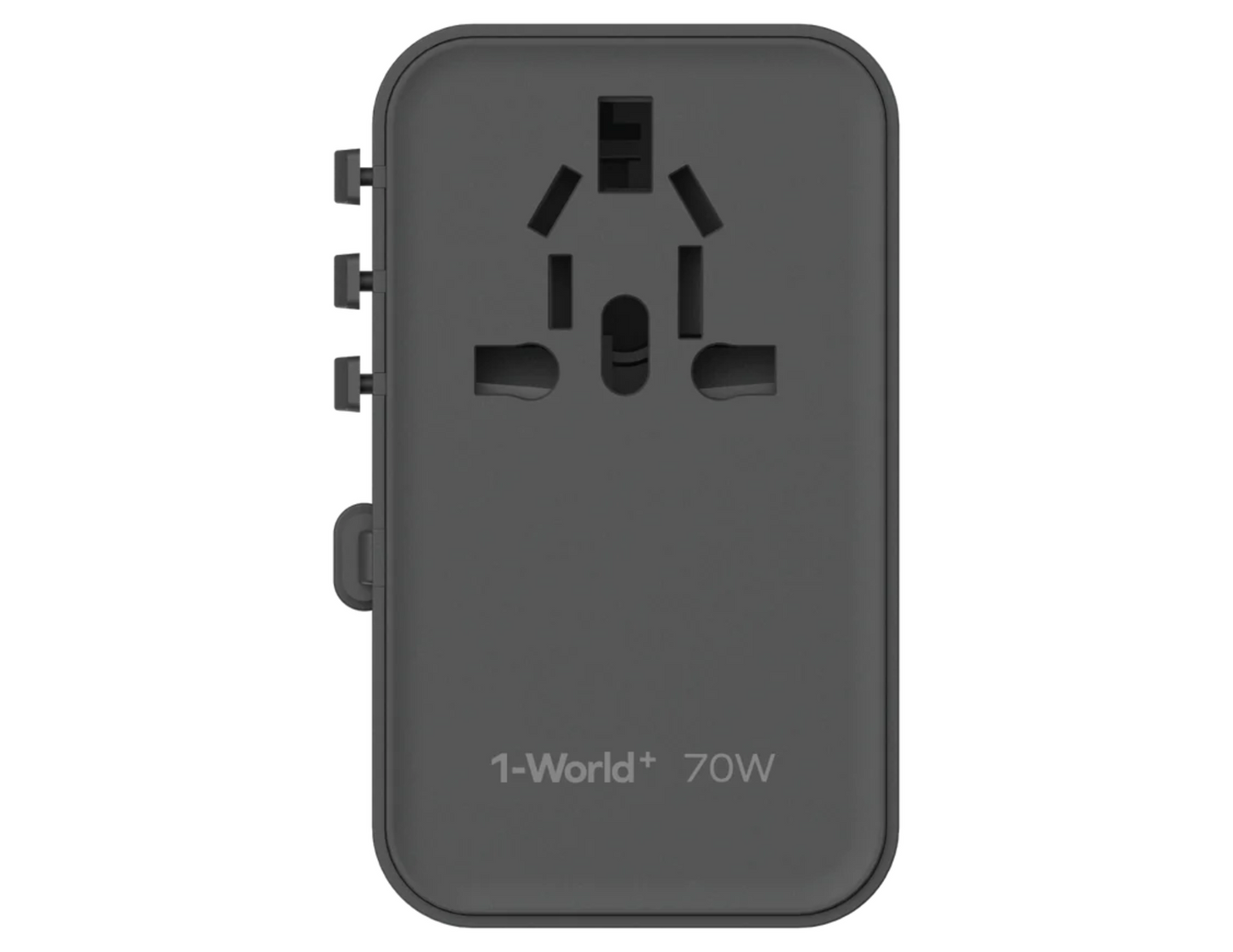 Momax 1-World+ | 3-Ports Travel Charger | Built-in USB-C Cable (GaN 70W)