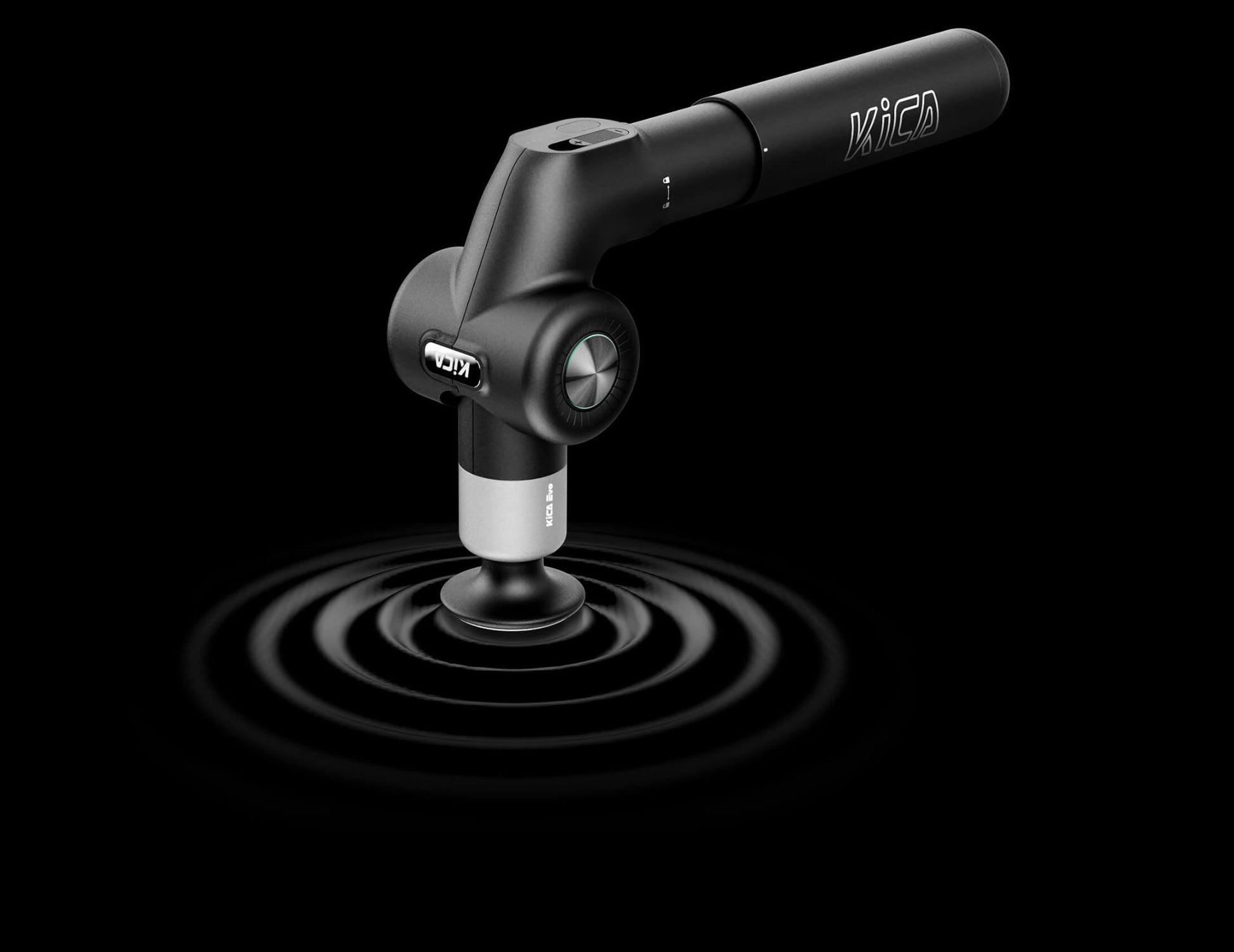 Black Kica Evo Fascia Massage Gun on a black background