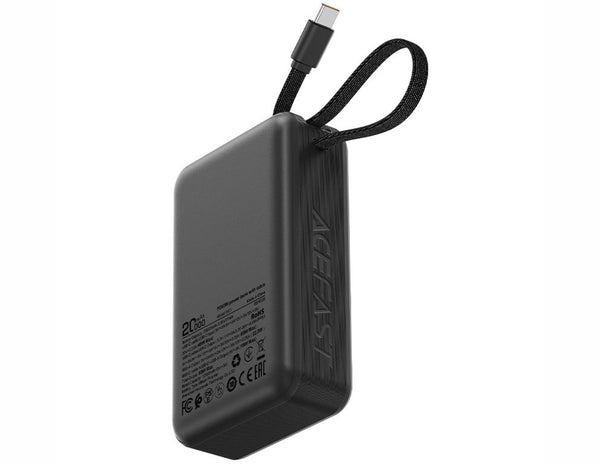 Acefast M21 20000mAh PD65W Power Bank with cable on a white background