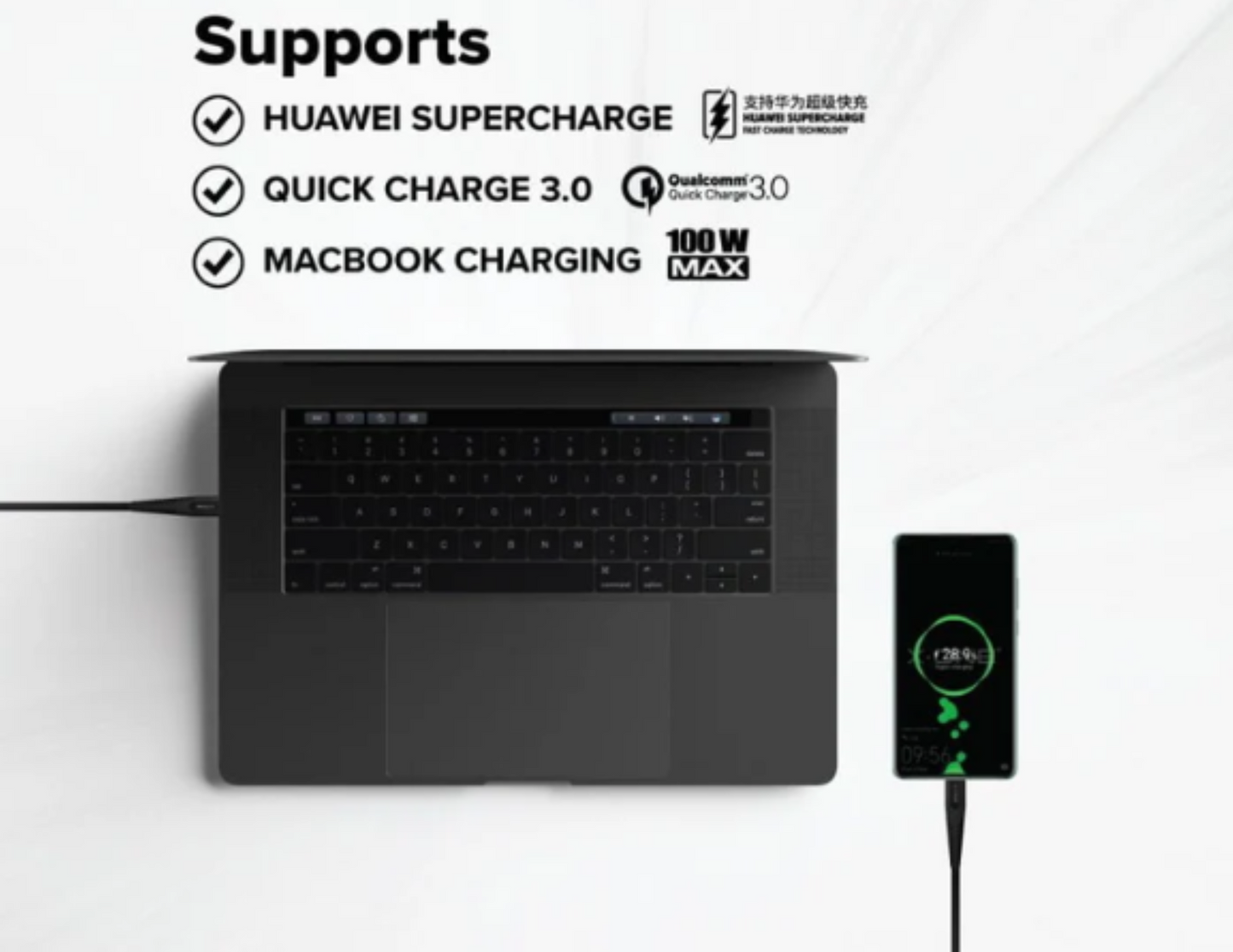 X.ONE Ultra Pro USB A To Type C Fast Charging Cable 1M Black