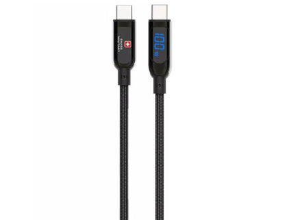 Swiss Military 1M USB-C to USB-C Cable 100W with LED Indicator – SM-CB-CC100WLED-1M on a white background