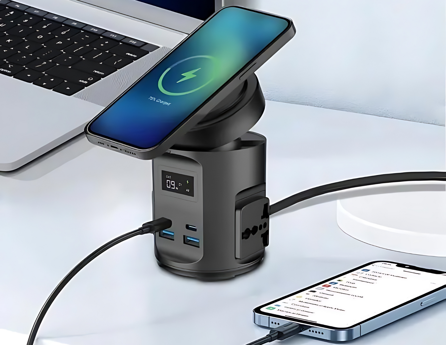 Powerology - MagSafe Power Hub - USB-C POWER DELIVERY AND USB-A QC 3.0