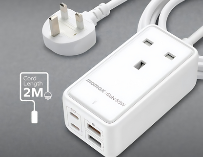 Momax OnePlug GaN Extension Cord with USB 65W